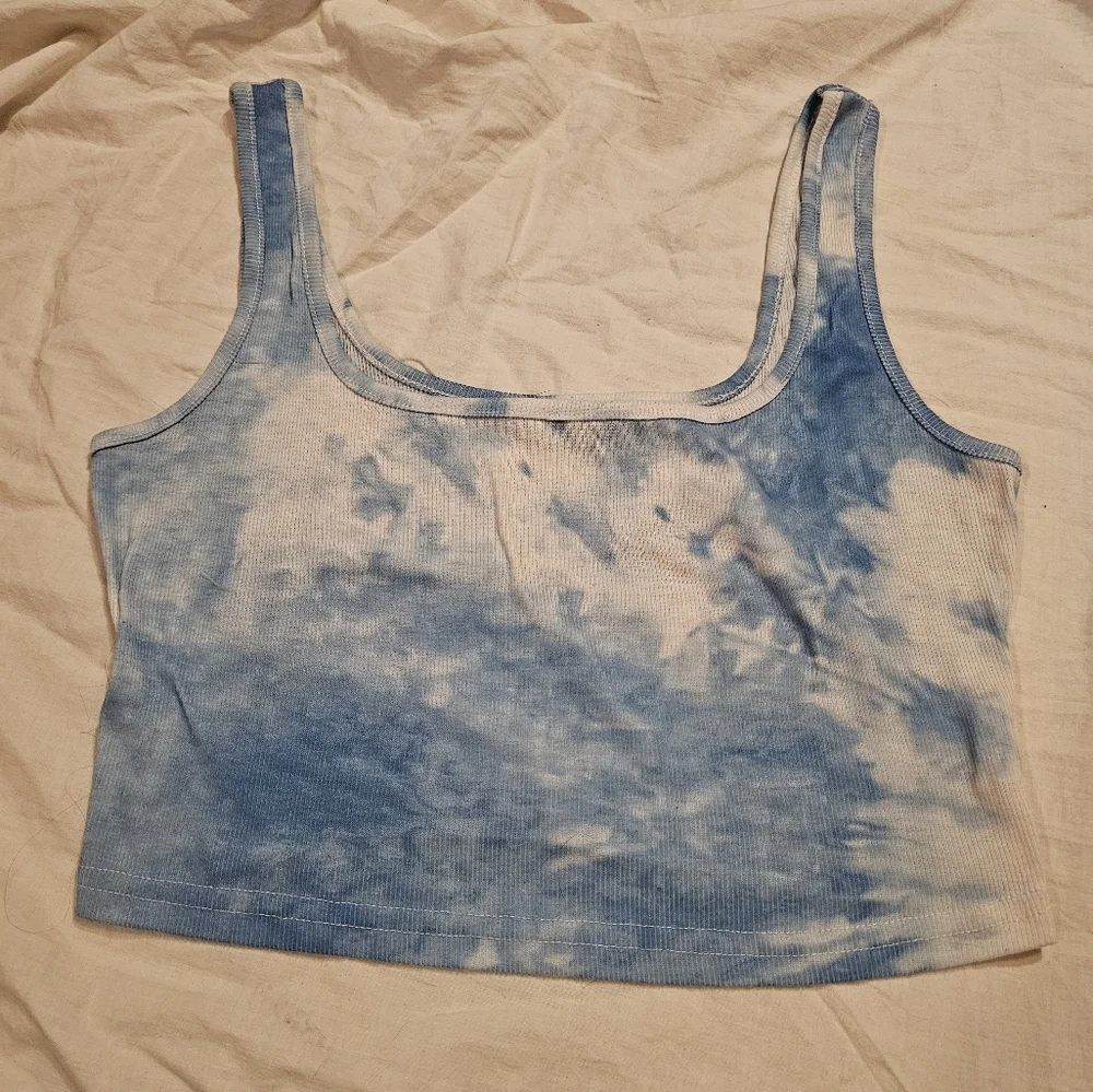 White & Blue Tank Crop Top XS Shein - Picture 1 of 6